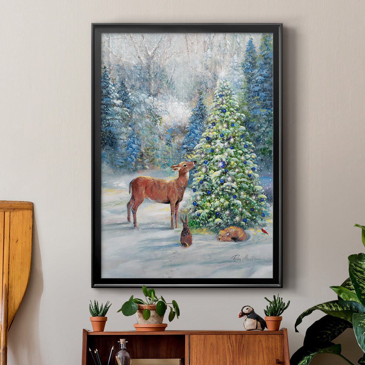 Winter Gathering - Modern Framed Canvas Print