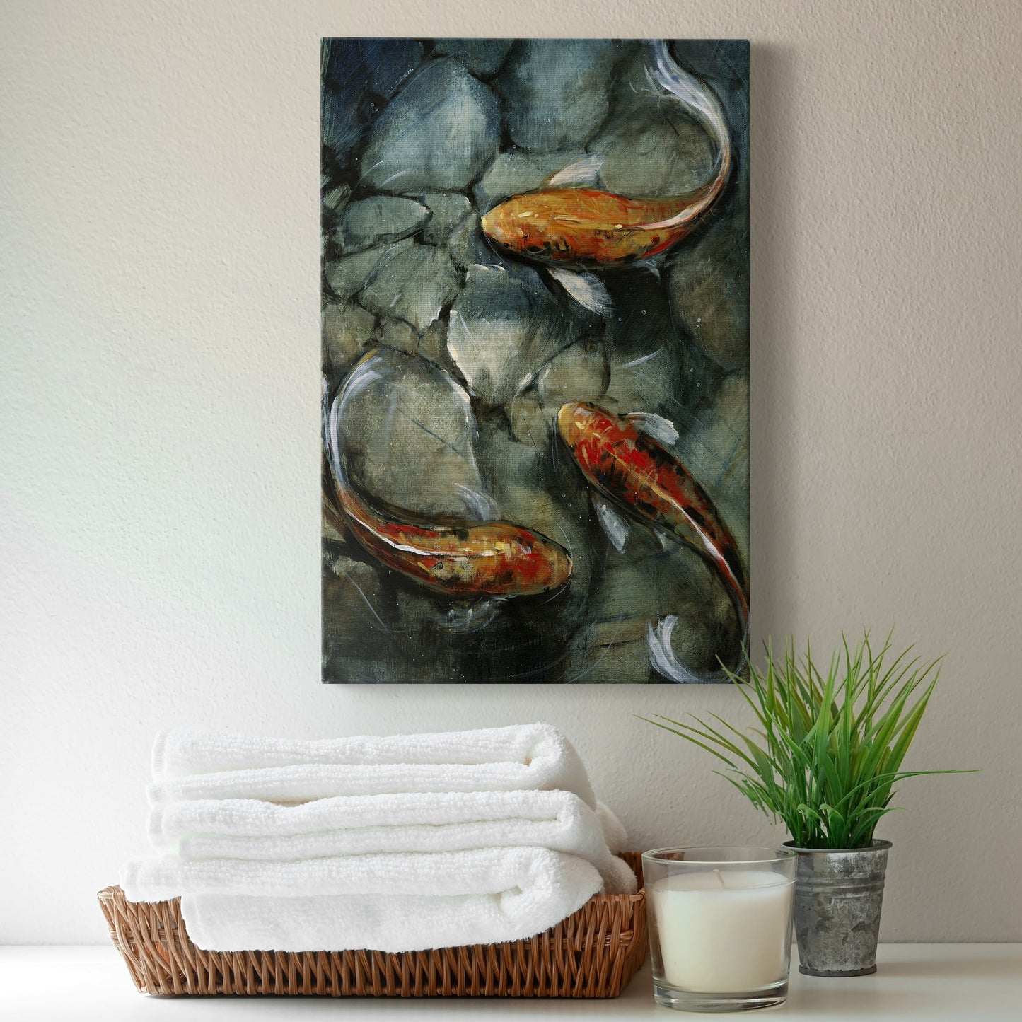 Tres Koi I Premium Gallery Wrapped Canvas - Ready to Hang