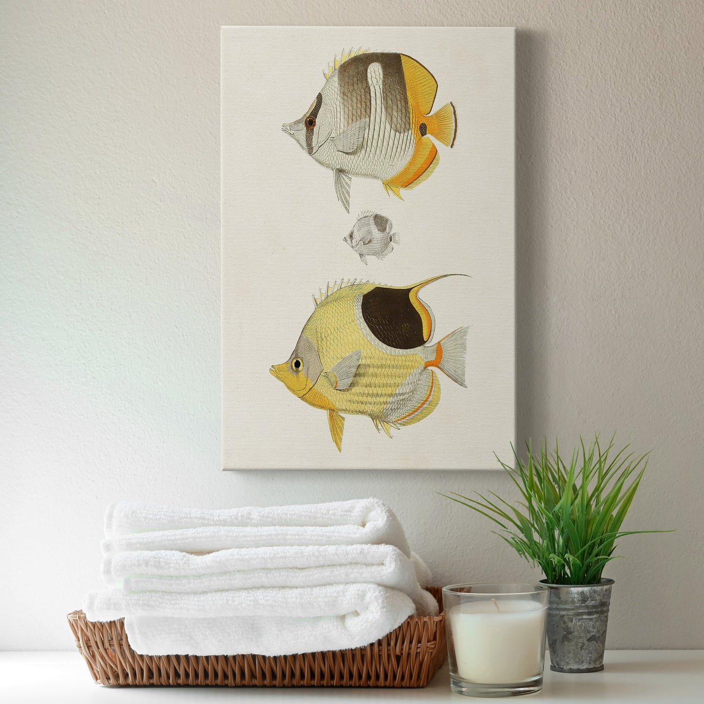 Yellow & Grey Fish II Premium Gallery Wrapped Canvas - Ready to Hang