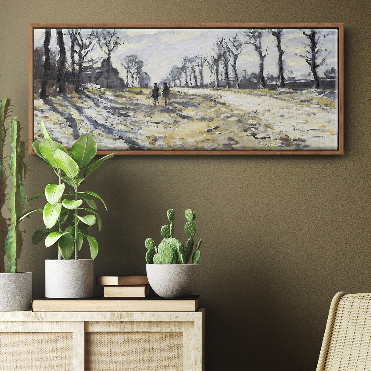 The Road, Effect of Snow at Sunset, 1869 - Floater Framed Canvas Print
