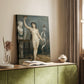Canvas art print of a classical figure with soft light and natural tones styled in a home decor setting.