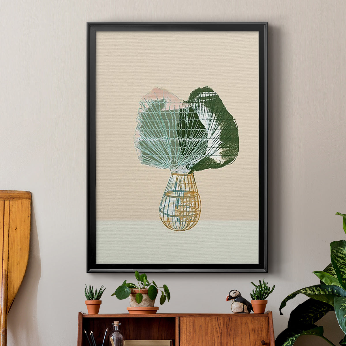 Woven Tropical Leaf II - Modern Framed Canvas Print