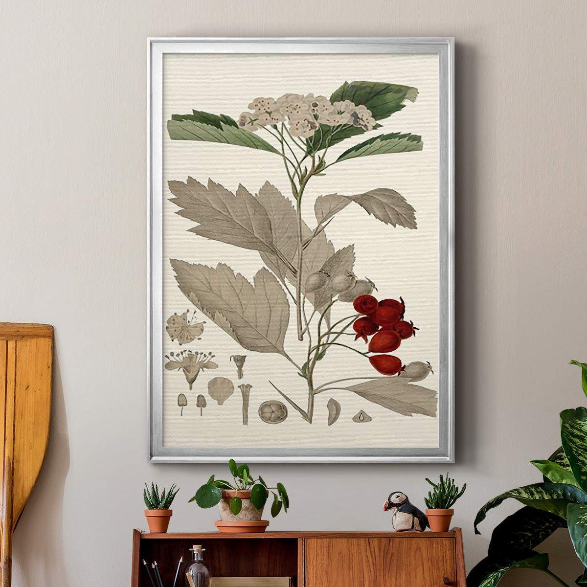 Leaves & Berries I - Modern Framed Canvas Print