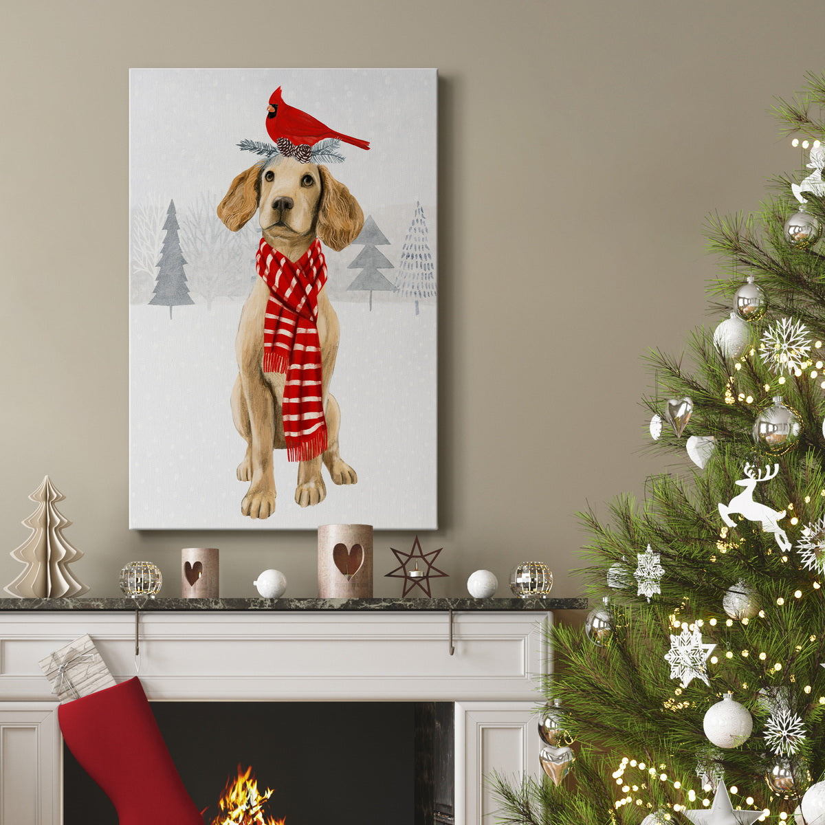 Christmas Cats & Dogs V Premium Gallery Wrapped Canvas - Ready to Hang