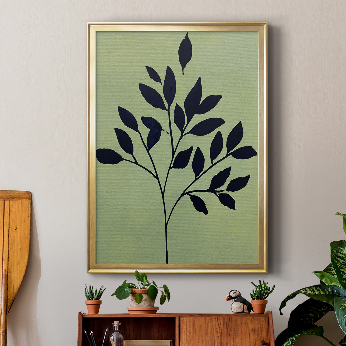 Earthly Botanical I - Modern Framed Canvas Print