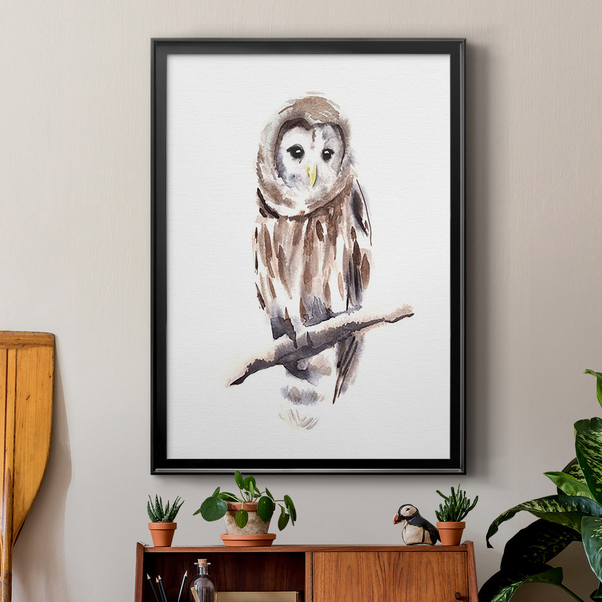 Barred Owl Impressions I - Modern Framed Canvas Print