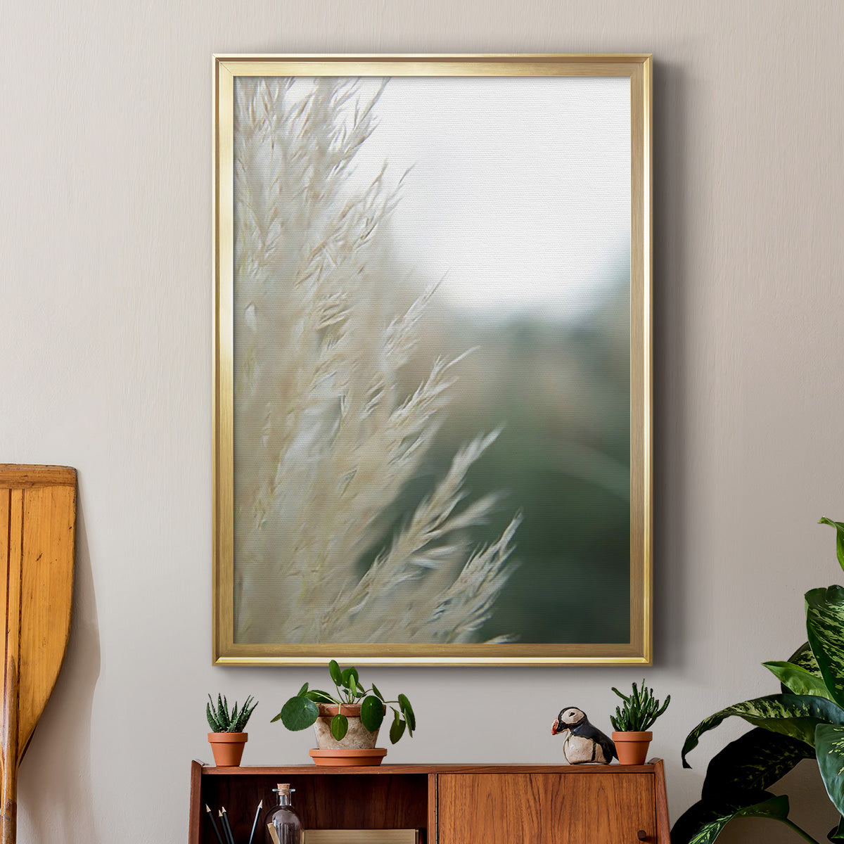 Subtle Grasses I - Modern Framed Canvas Print