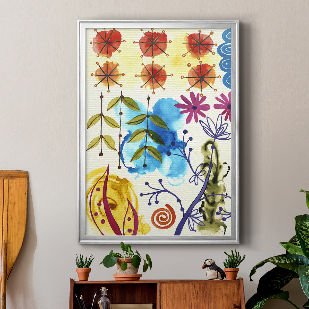 Flower Power II - Modern Framed Canvas Print