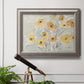 Minimalist poppy flower watercolor artwork in an ornate vintage silver frame displayed in a light-toned interior setting.