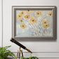 Impressionist poppy floral watercolor painting in an ornate vintage silver frame displayed in a light-toned interior setting.