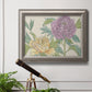 Contemporary peony flower illustration in an ornate vintage silver frame displayed in a light-toned interior setting.