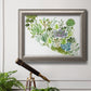 Contemporary abstract succulent botanical watercolor in an ornate vintage silver frame displayed in a light-toned interior setting.