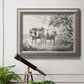 Classical countryside landscape artwork by Nicolas Berchem in an ornate vintage silver frame displayed in a light-toned interior setting.