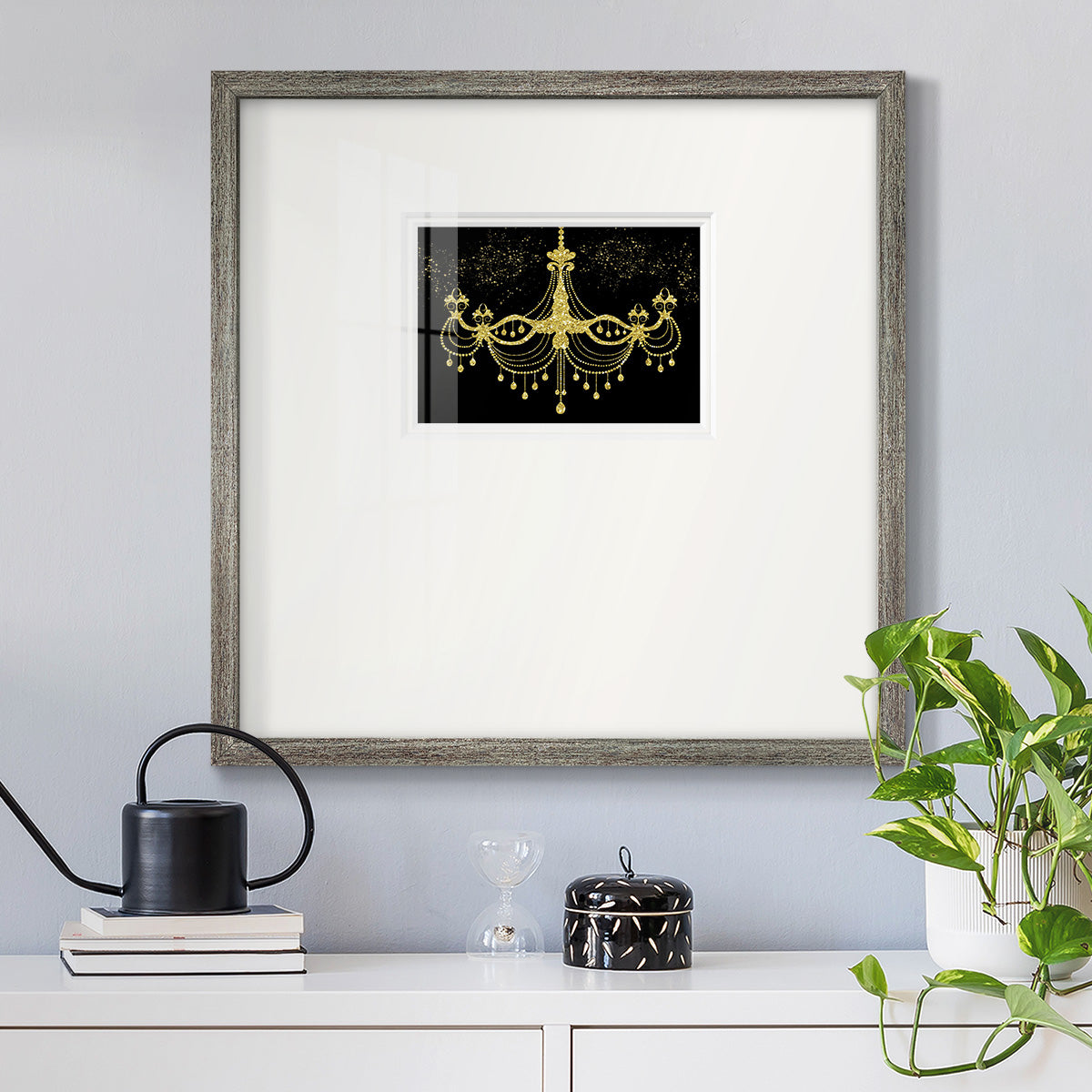 Golden Chandelier Premium Framed Print Double Matboard