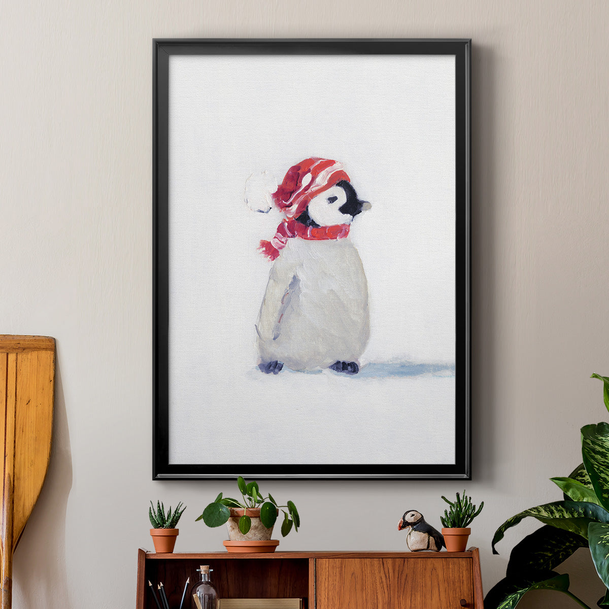 Penguin Play I - Modern Framed Canvas Print