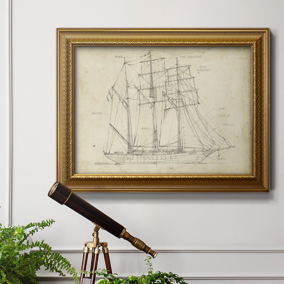 Sailboat Blueprint I Premium Framed Canvas- Ready to Hang