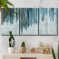 Three-panel canvas wall art featuring wide pastoral valley landscape, displayed in a boho-chic entryway above a console table.