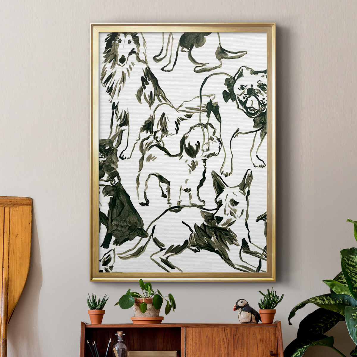 Canine Collage I - Modern Framed Canvas Print