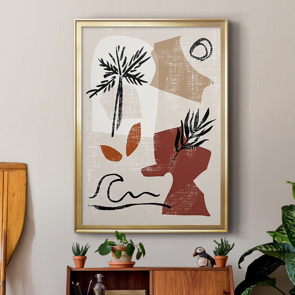 Soft Palms III - Modern Framed Canvas Print