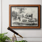 Classical pastoral landscape artwork by Nicolas Berchem in an ornate vintage burl wood frame displayed in a light-toned interior setting.