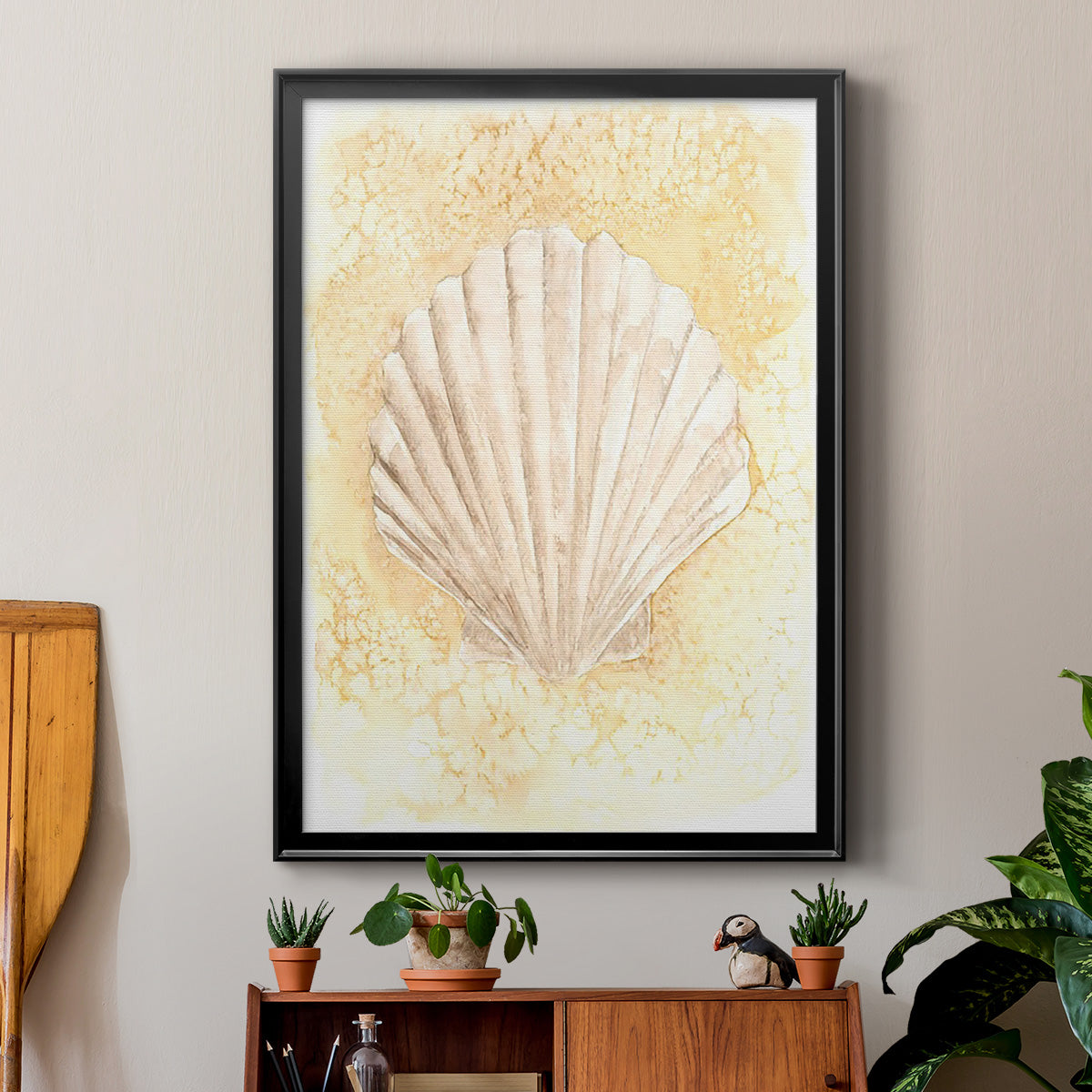 Salty Seashell II - Modern Framed Canvas Print