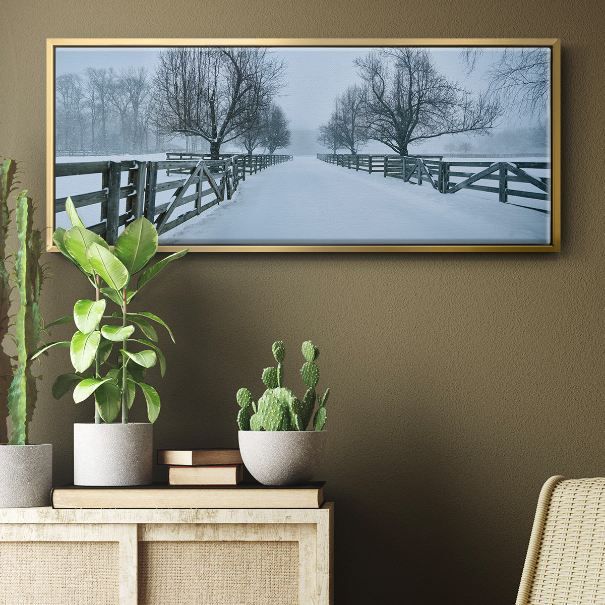 Snowy Road II - Floater Framed Canvas Print