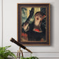 Impressionist portrait of a café singer by Edgar Degas in an ornate bronzed mahogany wood frame displayed in a light-toned interior setting.