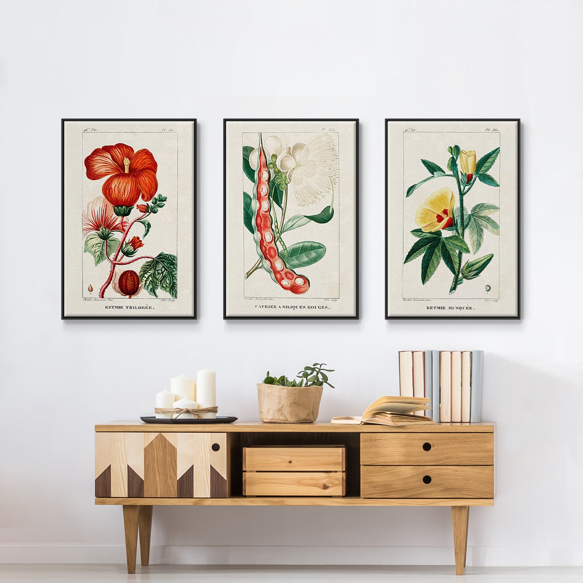 Turpin Tropical Botanicals VI - Framed Premium Gallery Wrapped Canvas L Frame 3 Piece Set - Ready to Hang