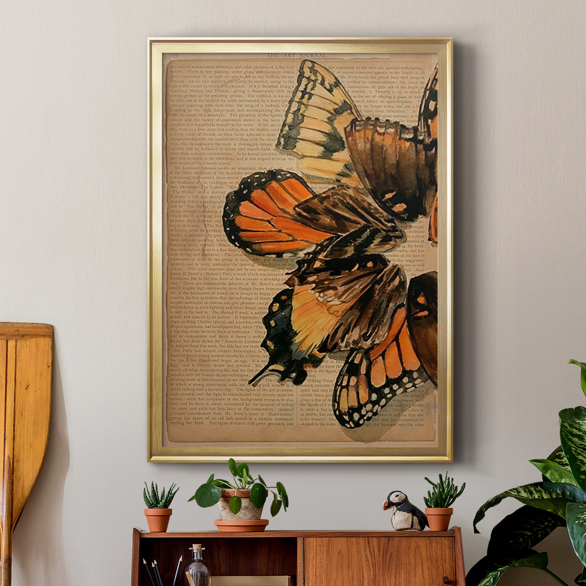 Winged Wreath II - Modern Framed Canvas Print