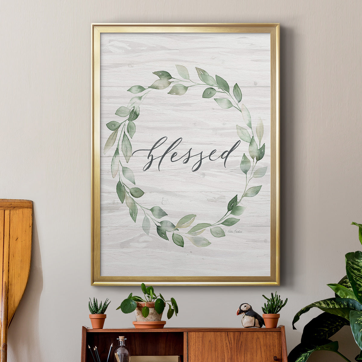 Blessed Wreath - Modern Framed Canvas Print