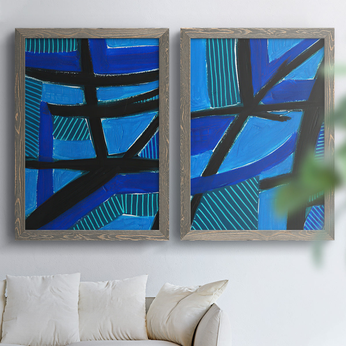 Involved Blues I - Premium Framed Canvas 2 Piece Set - Ready to Hang