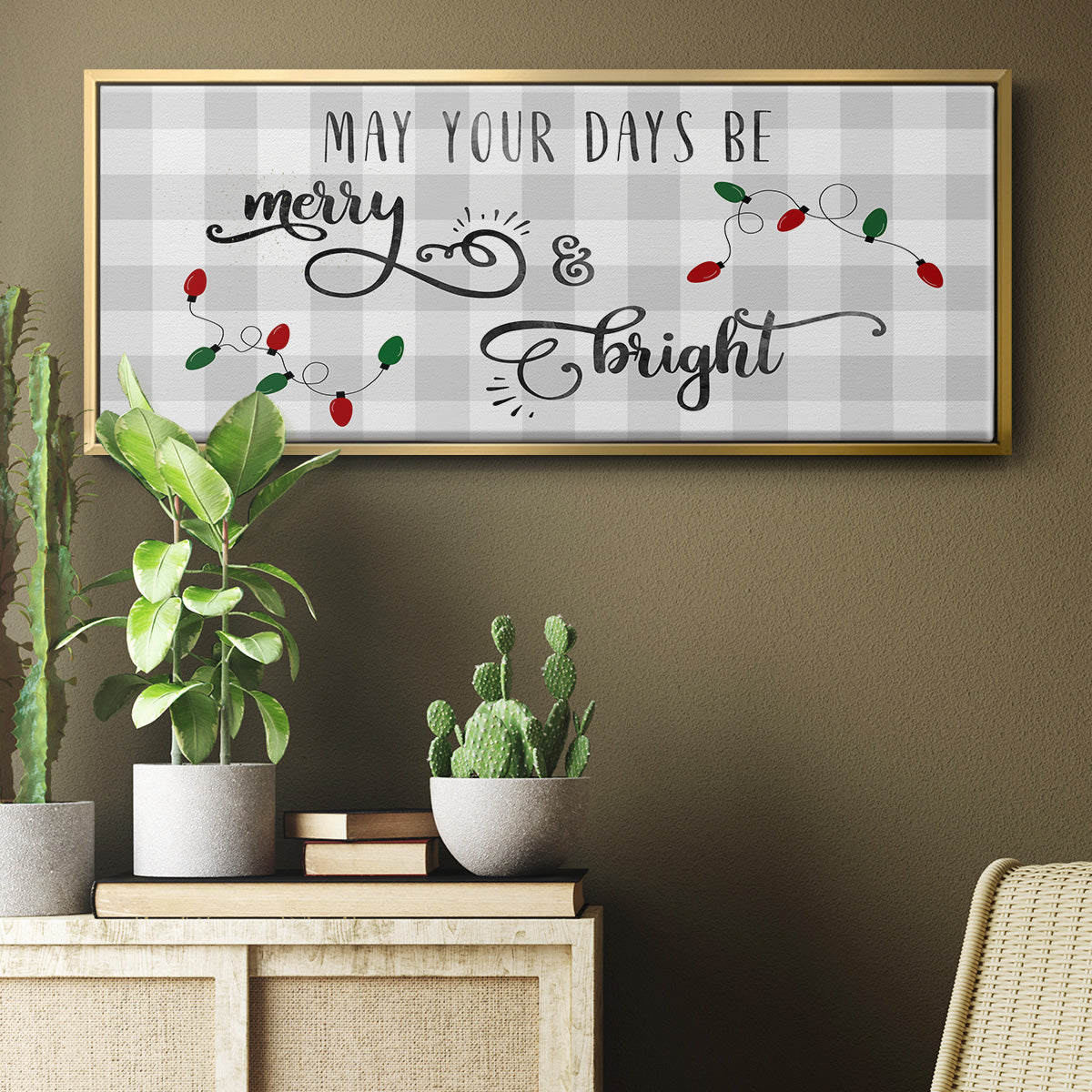 Buffalo Check Merry - Floater Framed Canvas Print