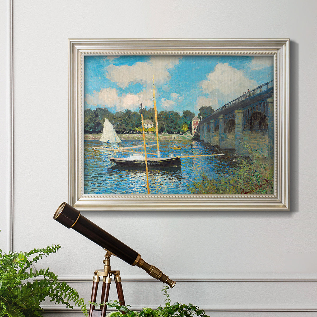 The Road Bridge At Argenteuil - Ornate Framed Canvas Print