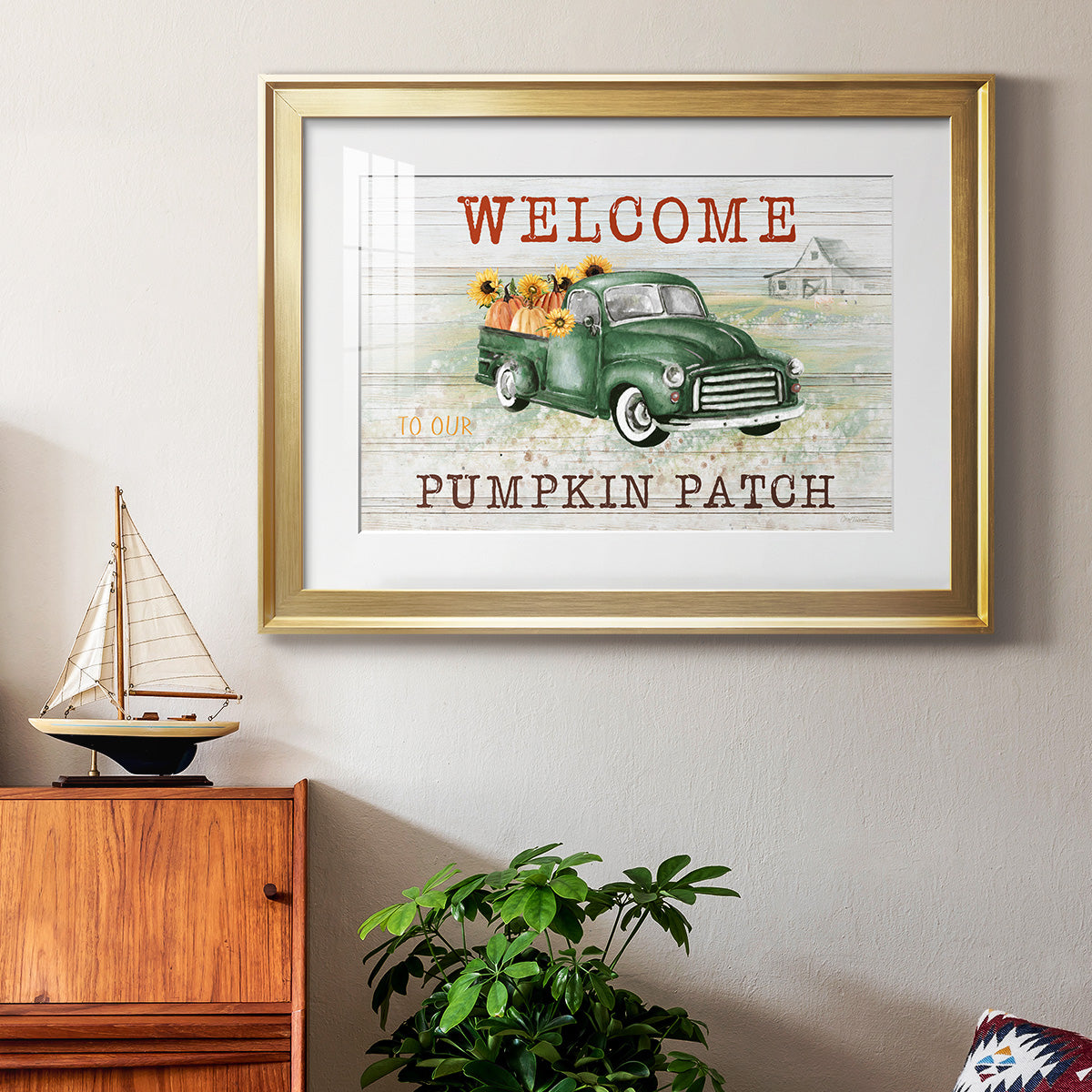 Pumpkin Patch - Modern Framed Art Print