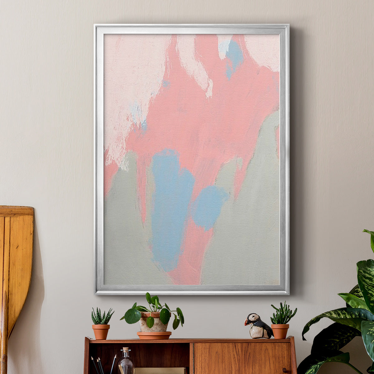 Blushing Abstract III - Modern Framed Canvas Print