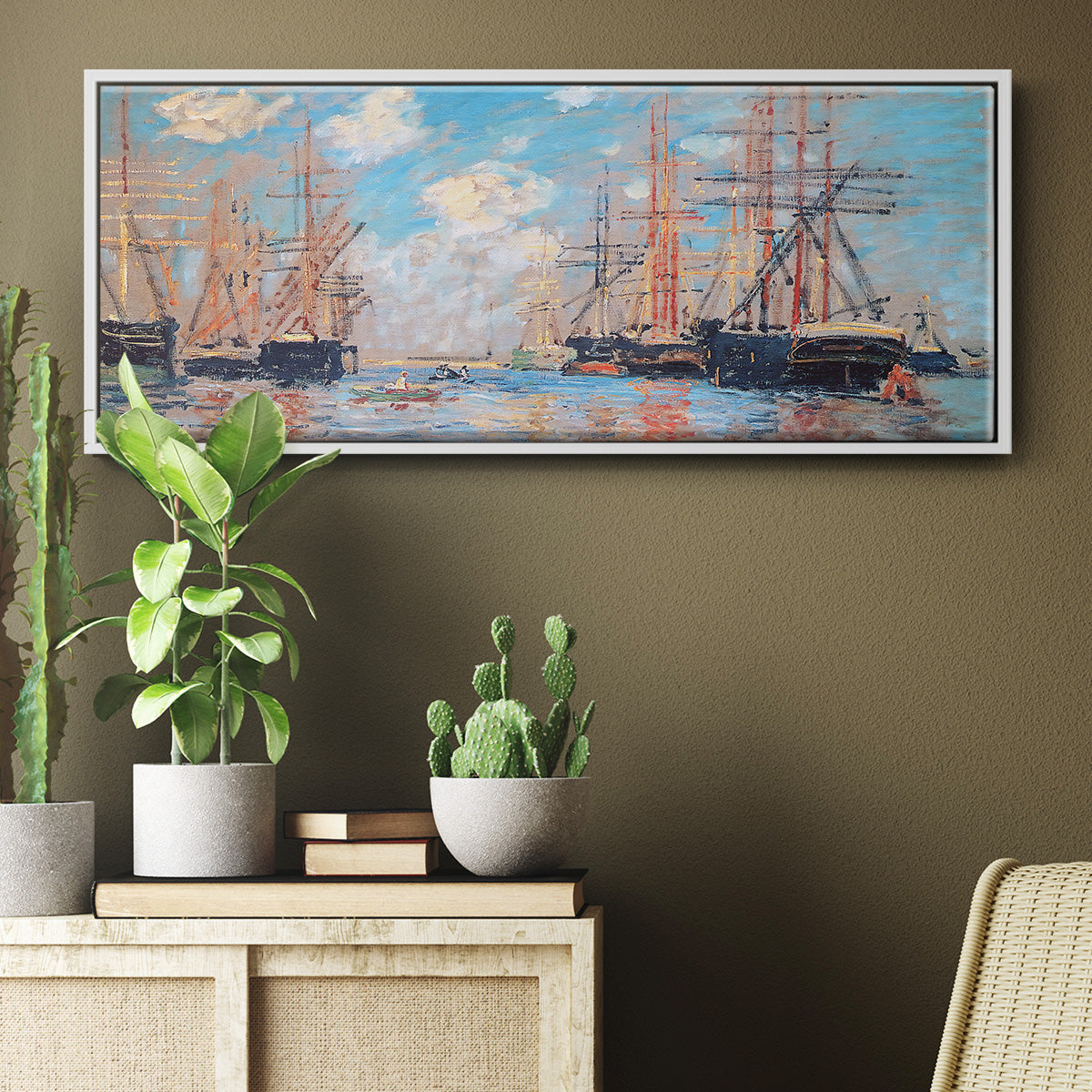 The Sea, Port in Amsterdam, 1874 - Floater Framed Canvas Print