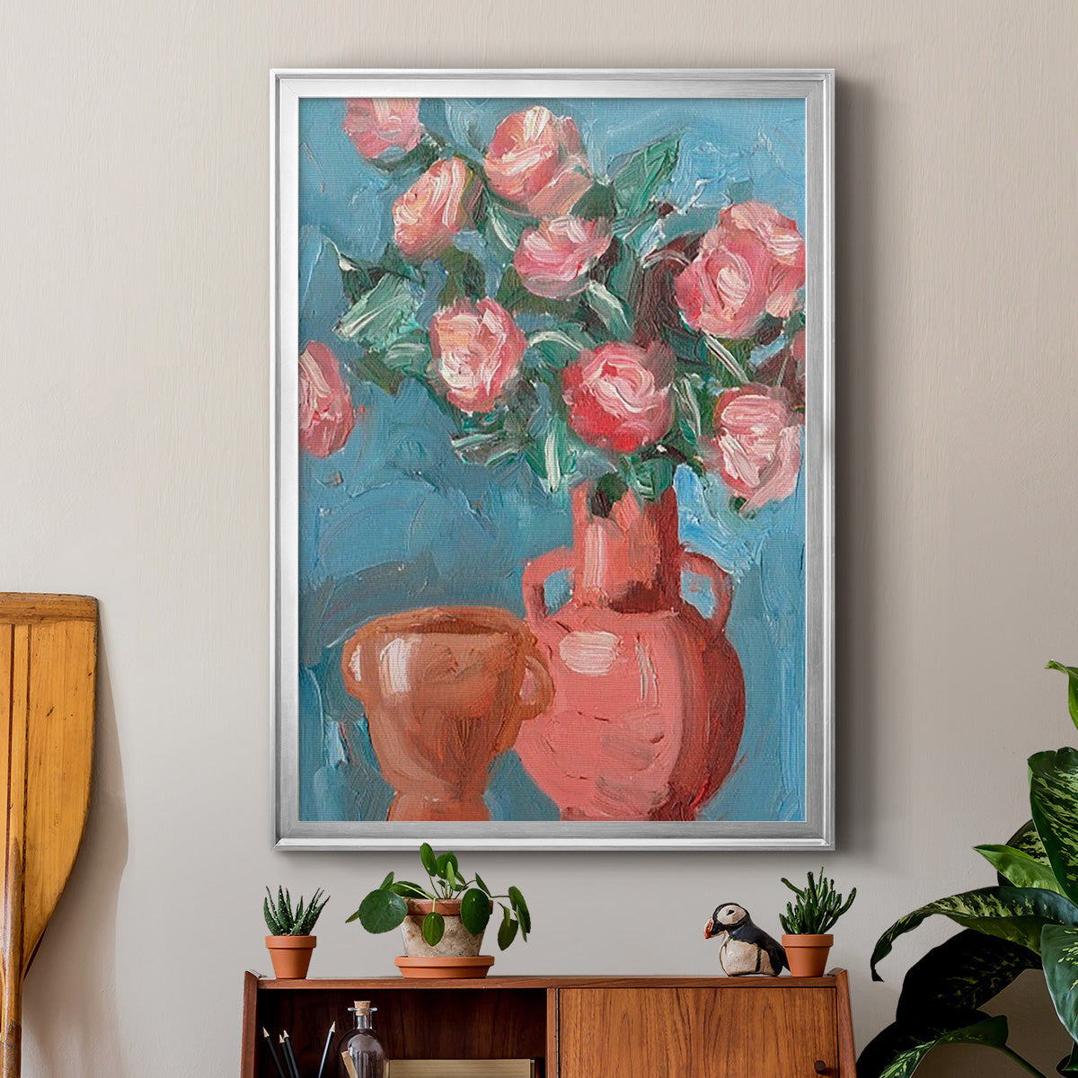 Rosa Blooms I - Modern Framed Canvas Print