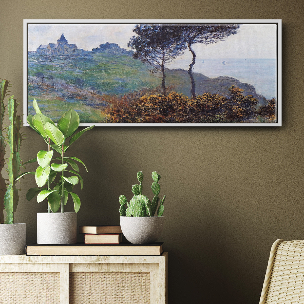 The Church at Varengaville, Grey Weather, 1882 - Floater Framed Canvas Print