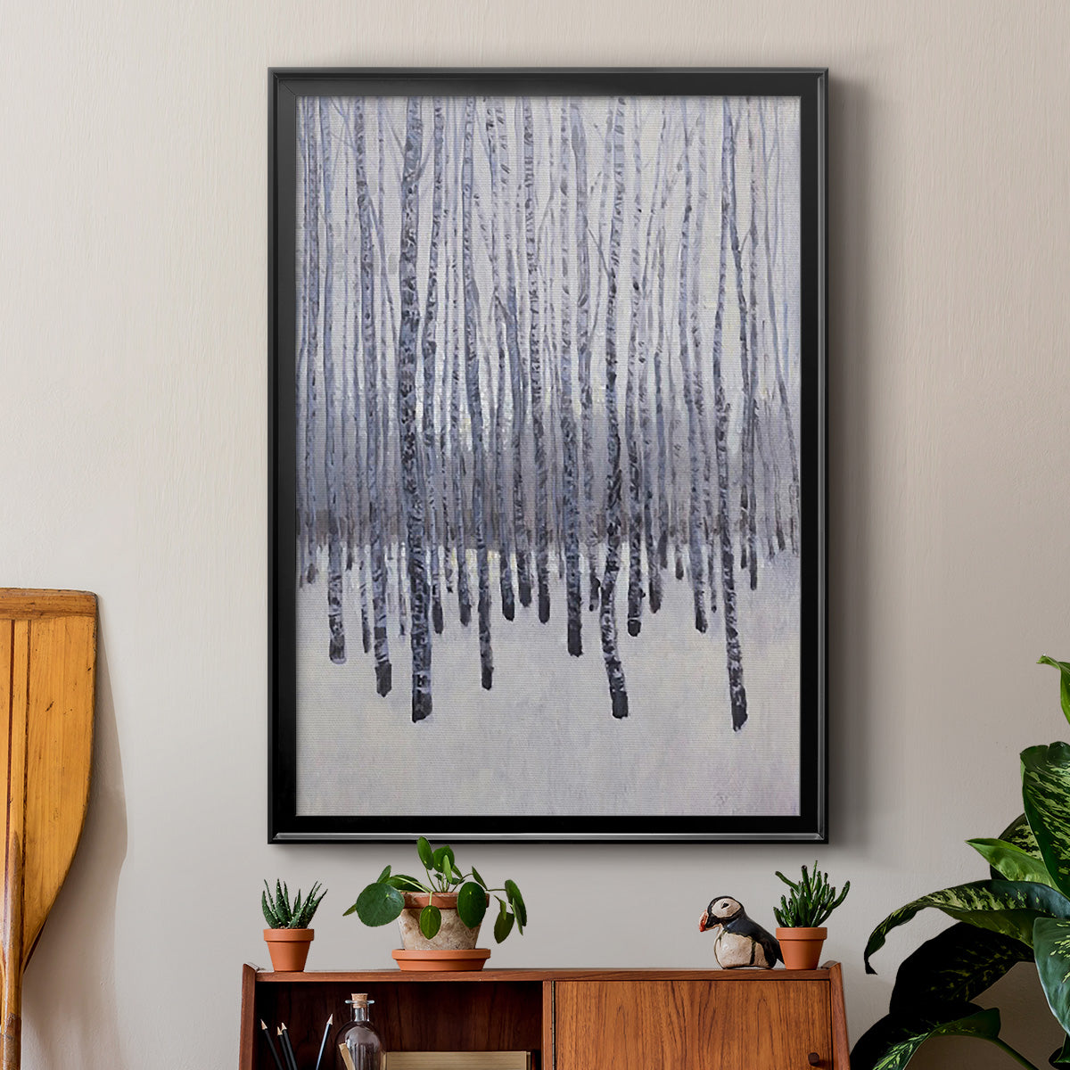 Bare Trees in Winter II - Modern Framed Canvas Print