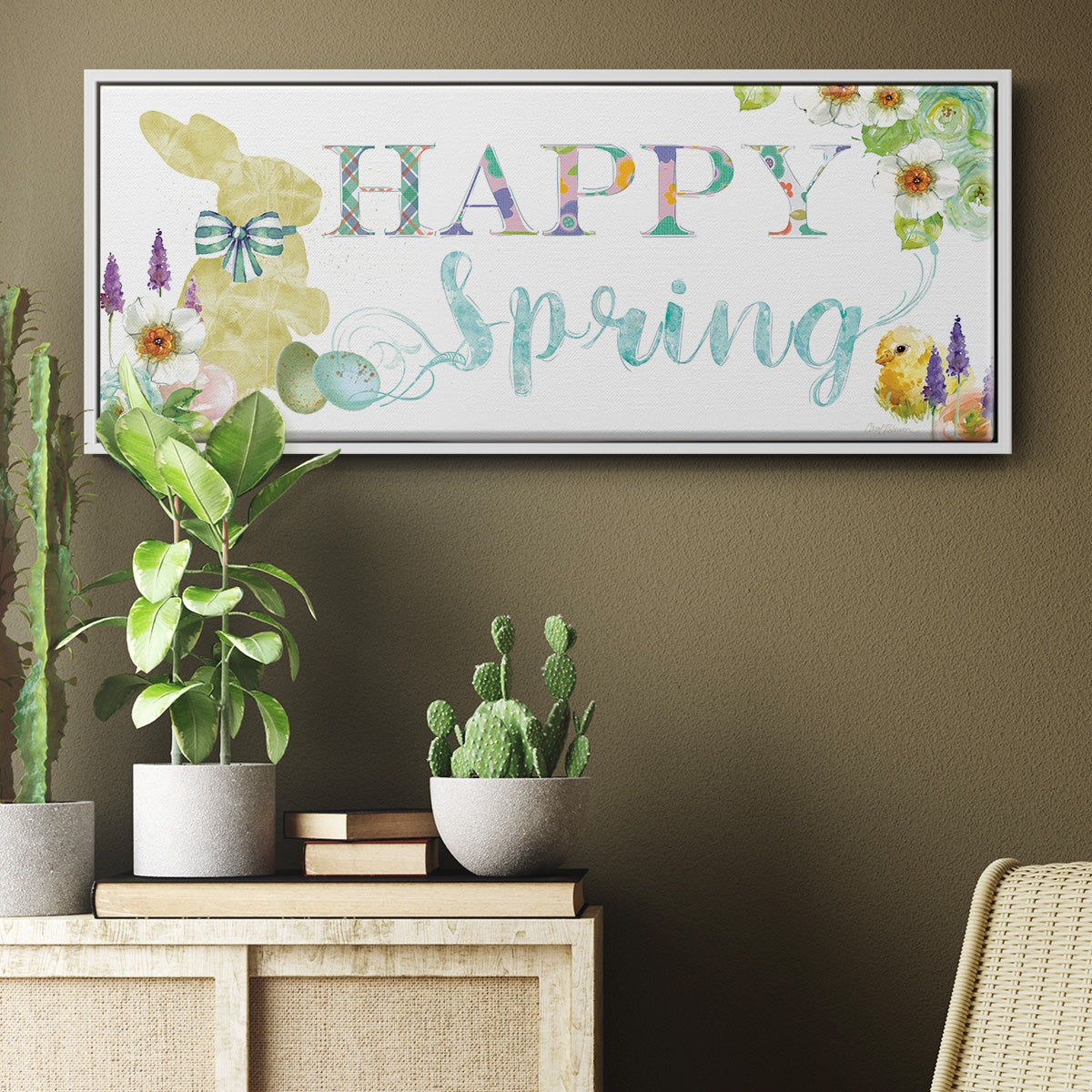 Happy Spring - Floater Framed Canvas Print