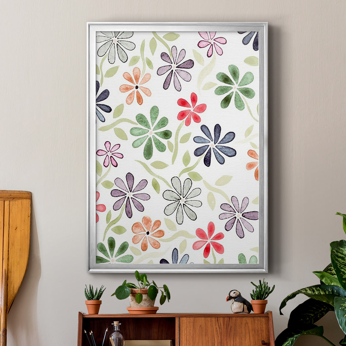 Faded Flowers I - Modern Framed Canvas Print