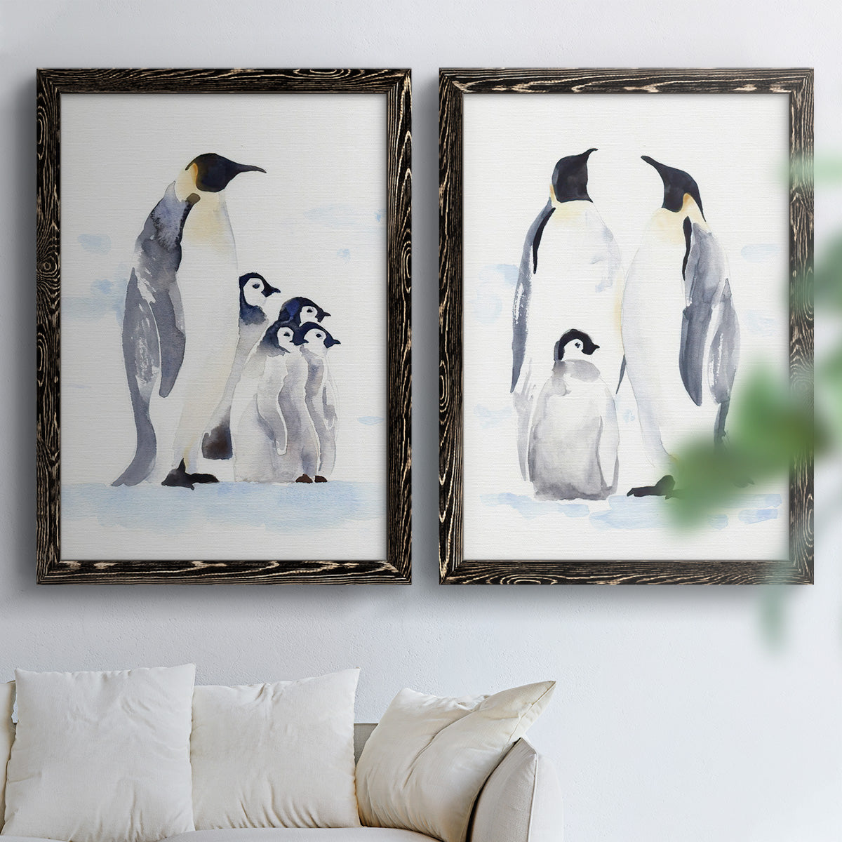 Emperor Penguins I - Premium Framed Canvas 2 Piece Set - Ready to Hang