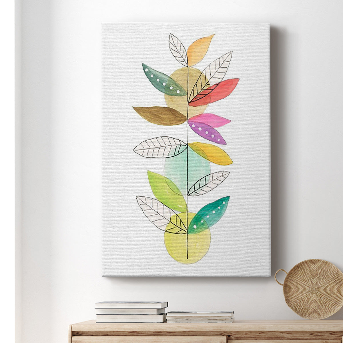 Moon Rising Leaves I Premium Gallery Wrapped Canvas - Ready to Hang