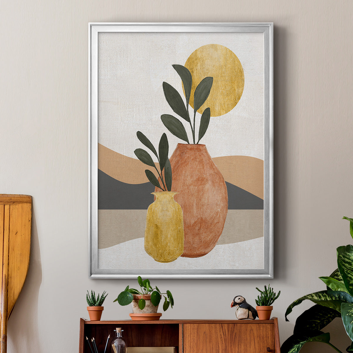 Adobe Moon II - Modern Framed Canvas Print