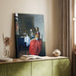 Canvas art print of a calm domestic scene with figure and gentle tones styled in a home decor setting.