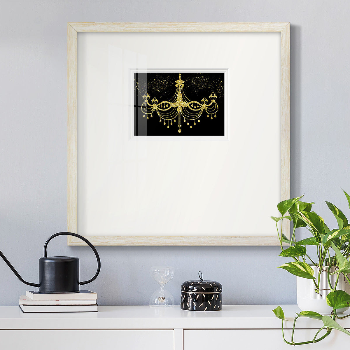 Golden Chandelier Premium Framed Print Double Matboard