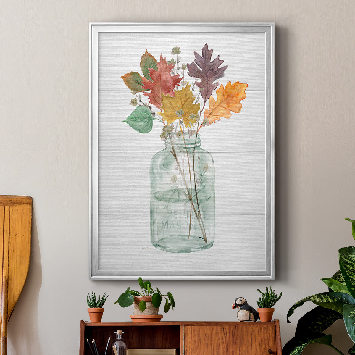 Harvest Home Leaves II - Modern Framed Canvas Print