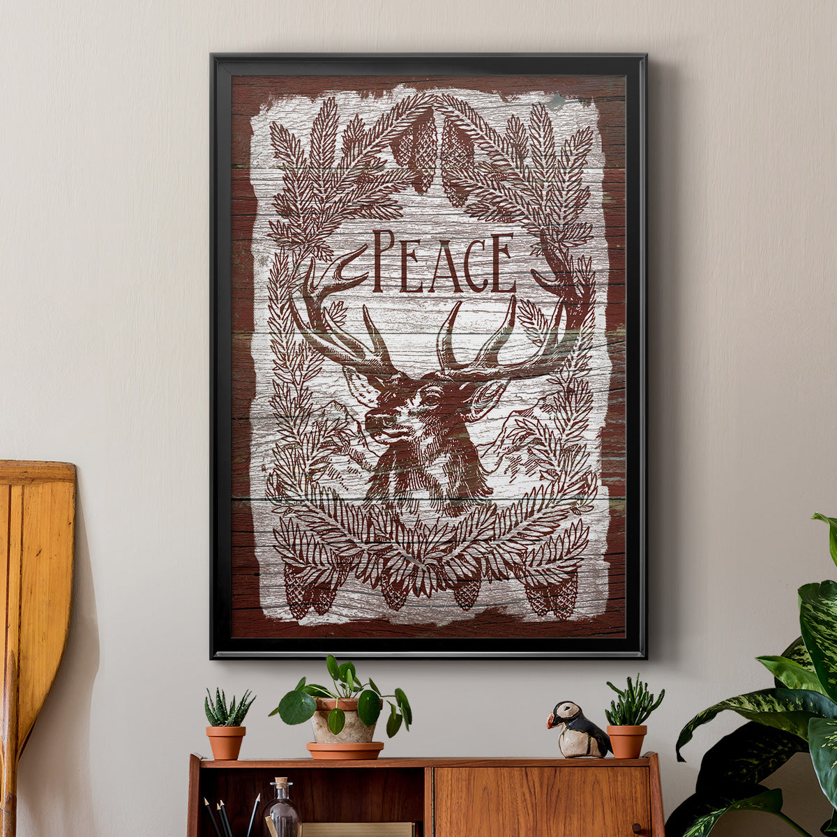 Red Wood Peace -  Framed Canvas Print