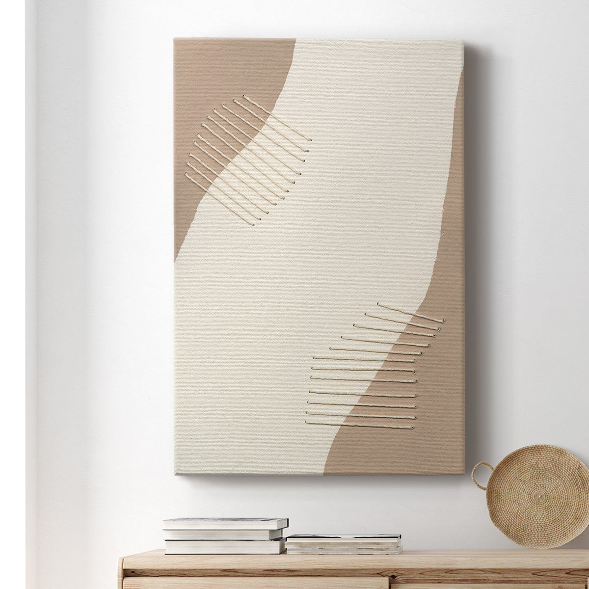 Neutral Stitches II Premium Gallery Wrapped Canvas - Ready to Hang