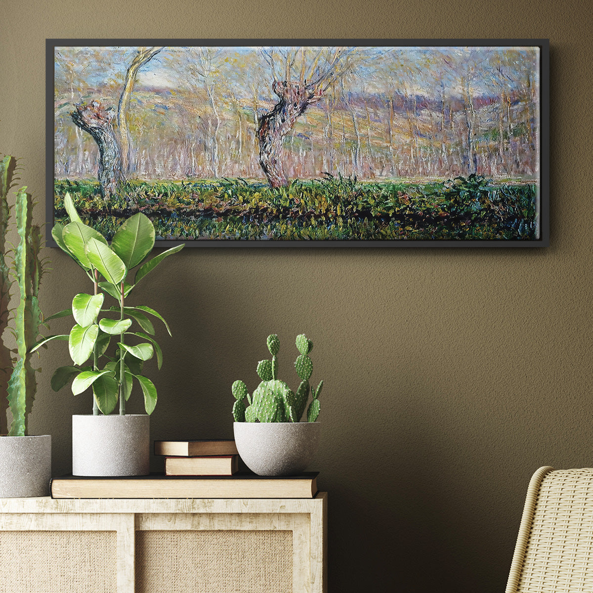 The Banks of the River Epte in Springtime, 1885 - Floater Framed Canvas Print
